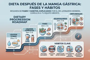 Dieta después de la manga gástrica: fases y hábitos